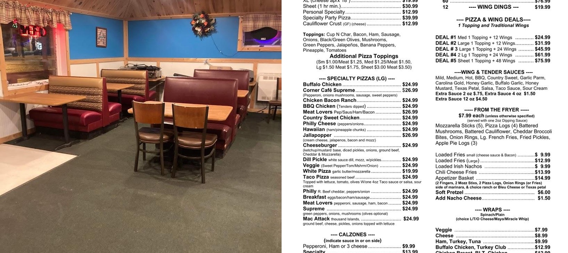 Corner Cafe & Pizzeria Menu