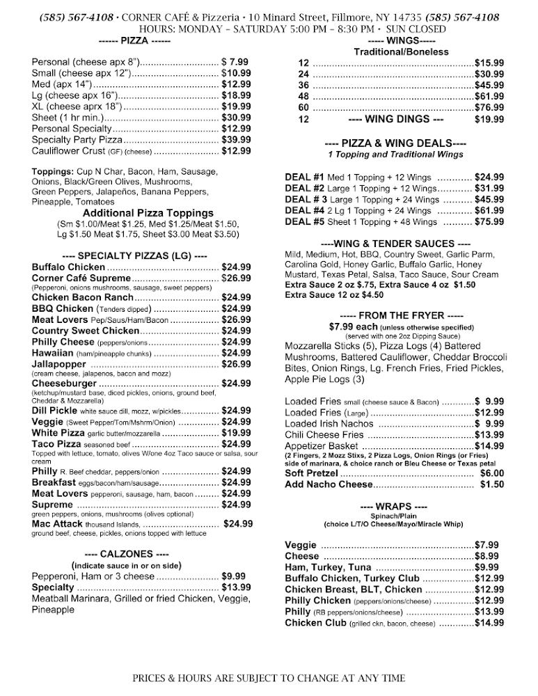 Corner Cafe & Pizzeria Menu image 1